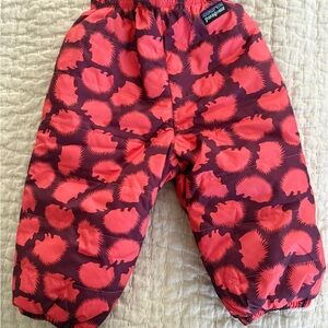 Patagonia Kids Pink and Maroon Hedgehog-Print Snow Pants